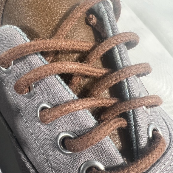 Vans Shoes Mens Size 11 Gray Canvas Brown Leather Low Top Casual Sneakers - Picture 7 of 15